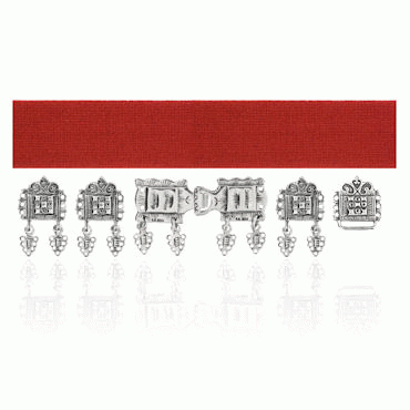 Bunad belt red complete with, oxidized silver