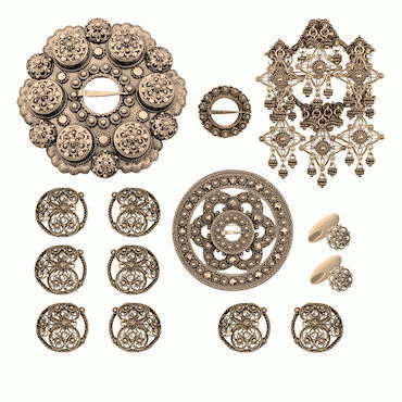 Bunadsilver package belt loop no. 5 old gold plated