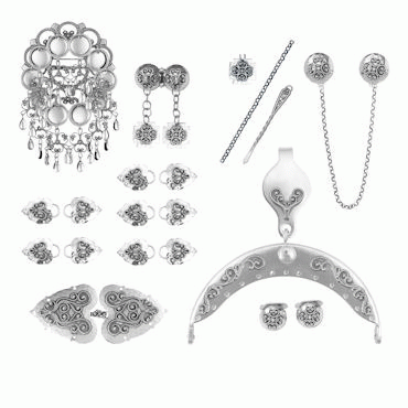 Bunadsilver package Rogaland no. 2, filigree pattern oxidized