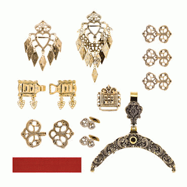 Bunadsilver package Romerike no. 3 old gold plated complete