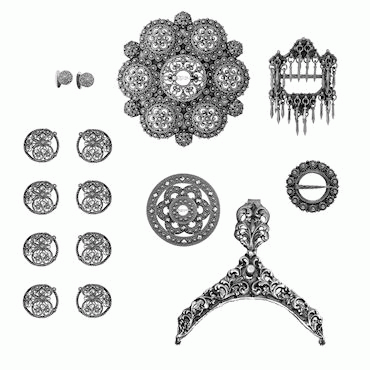 Bunadsilver package Telemark no. 4 oxidized