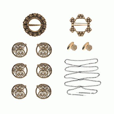 Bunadsilver package Vest-Telemark no. 1 old gold plated