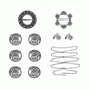 Bunadsilver package Vest-Telemark no. 1 oxidized