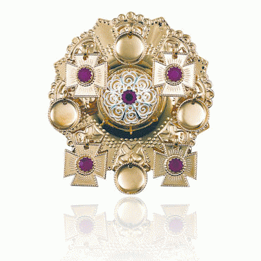 Face brooch No. 1 gilded