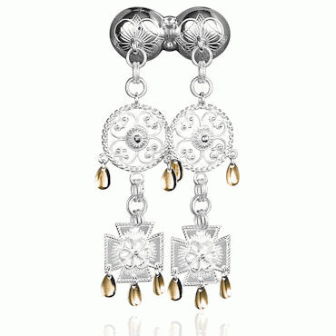 Neck pin No. 13 with pendant, gilded gold-plated with rosette