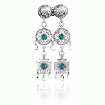 Neck pin No. 13, oxidized with green crystal