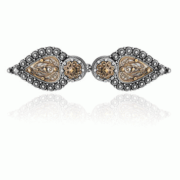 fasteners No. 21, oxidized and old gold plated