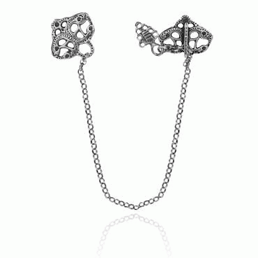 Jacket fastenerss with chain, oxidized