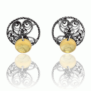 Template No. 4 with bowl, oxidized gold plated