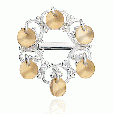 Rose brooch No. 3 children with bowls, gilded and gold plated