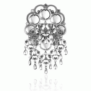 Dish Brooch nr. 12, oxidized with hanging