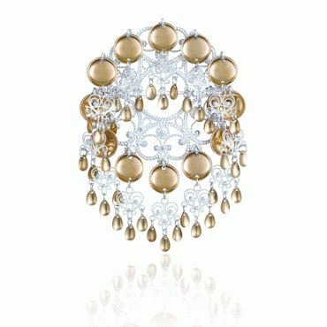 Dish Brooch No. 19, gilded and gold plated