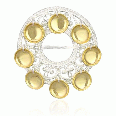 Dish Brooch No. 50, gilded and gold plated