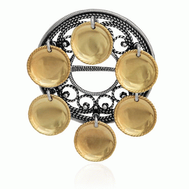Dish Brooch No. 72, oxidized gold plated