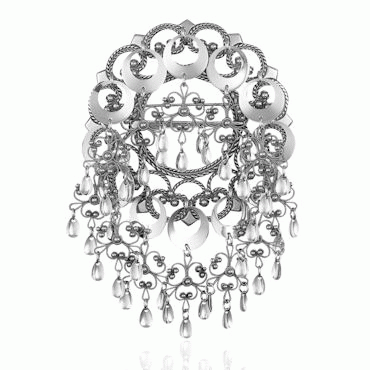 Dish Brooch No. 9 with rings, oxidized