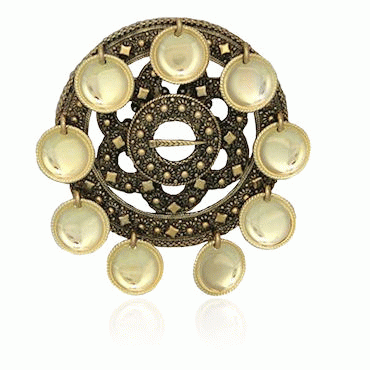 Serpents brooch No. 5 old gold plated with bowls