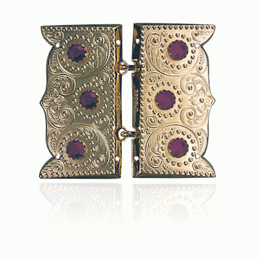 Buckles no. 3 with red stones gilded for sewing